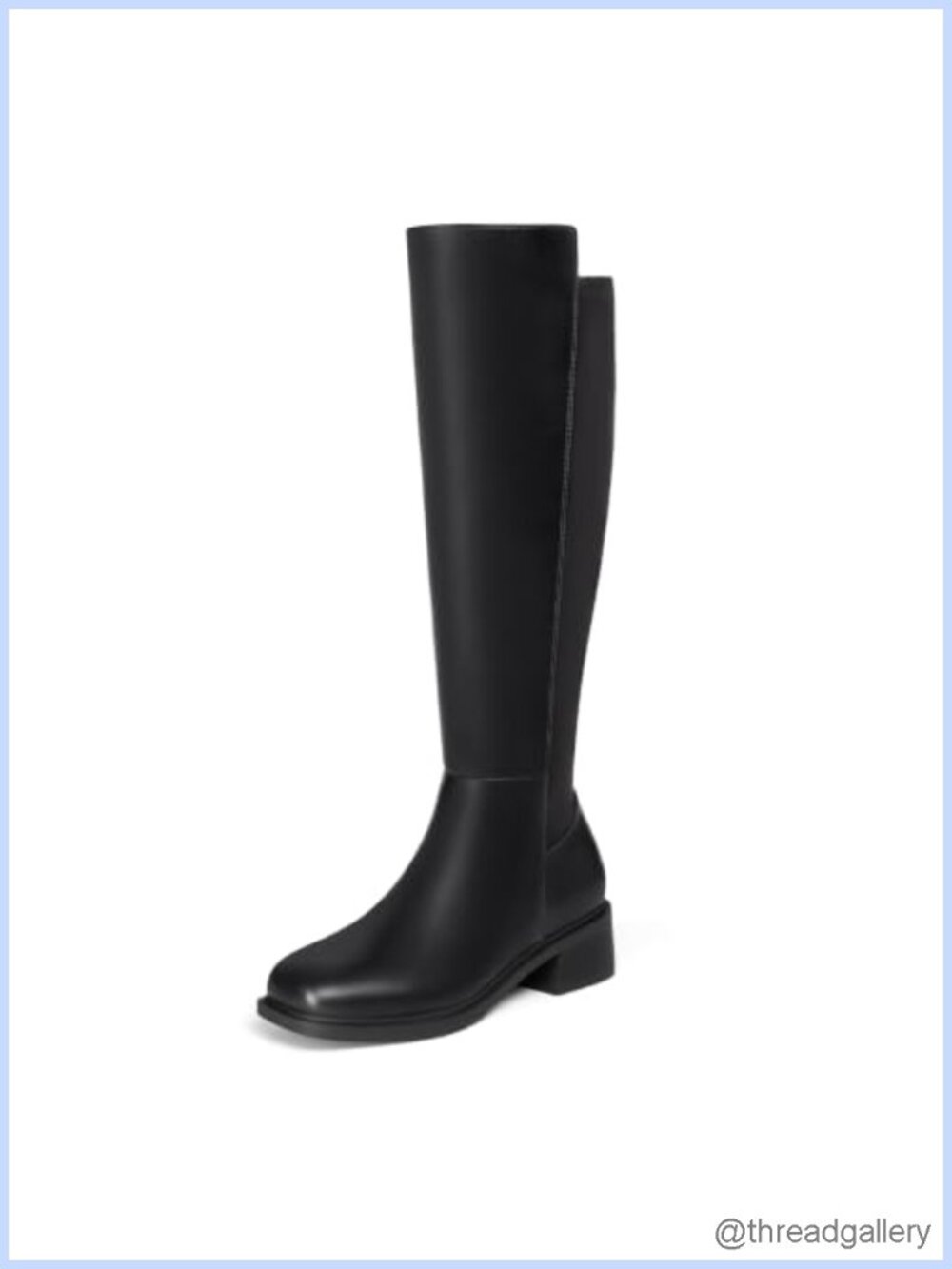 Knee High Boots Square Toe Faux Leather Side Zipper Low Heel for Work